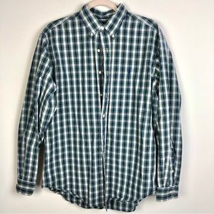 Polo Ralph Lauren Green Blue Plaid Button Down Shirt Classic Fit Size Large Mens